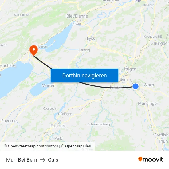 Muri Bei Bern to Gals map