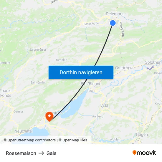 Rossemaison to Gals map