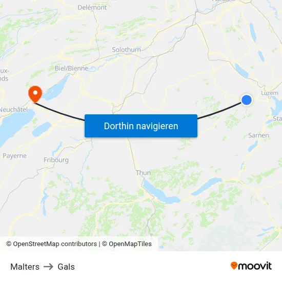 Malters to Gals map