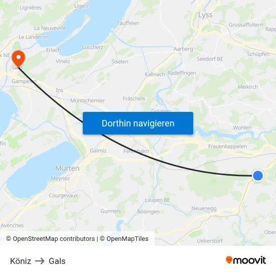 Köniz to Gals map