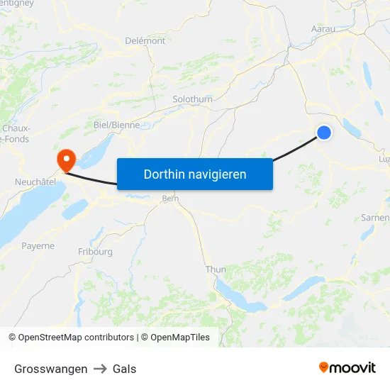 Grosswangen to Gals map