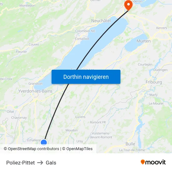 Poliez-Pittet to Gals map