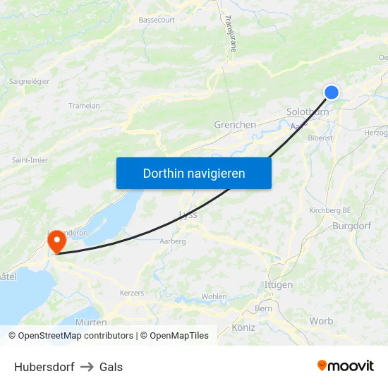 Hubersdorf to Gals map