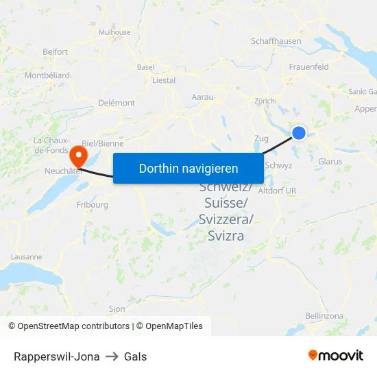 Rapperswil-Jona to Gals map