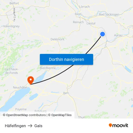 Häfelfingen to Gals map