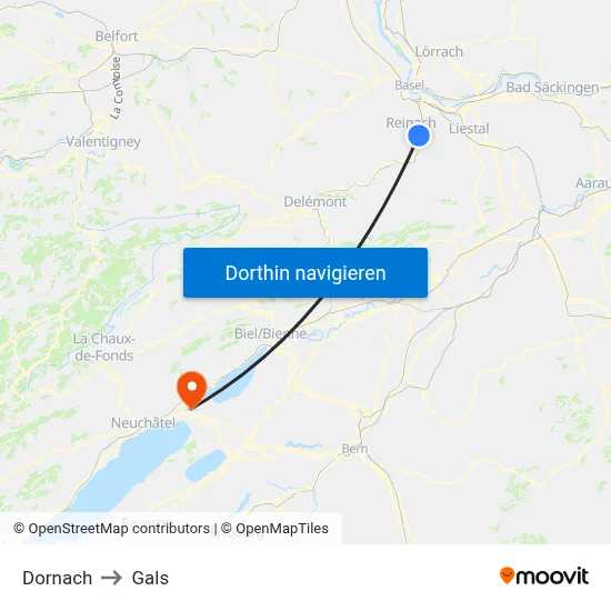 Dornach to Gals map