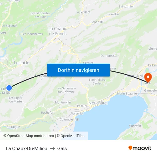 La Chaux-Du-Milieu to Gals map