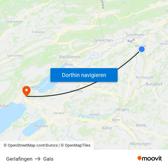 Gerlafingen to Gals map