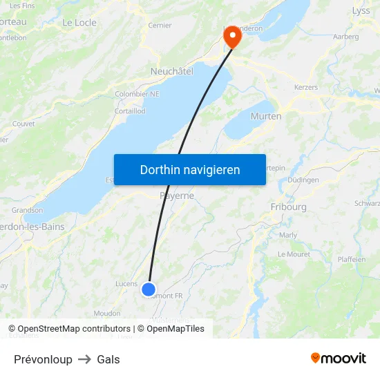 Prévonloup to Gals map