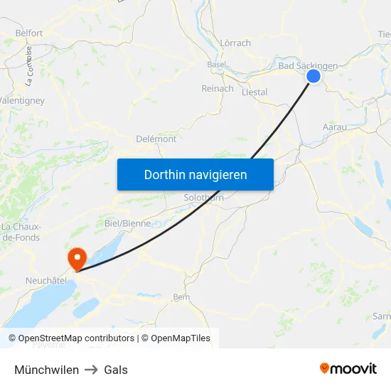 Münchwilen to Gals map