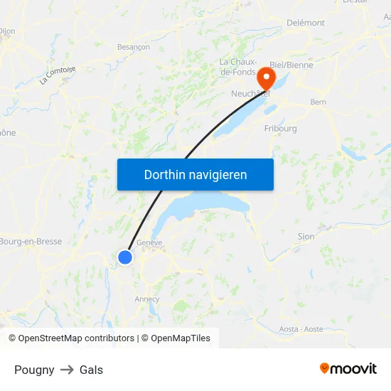 Pougny to Gals map