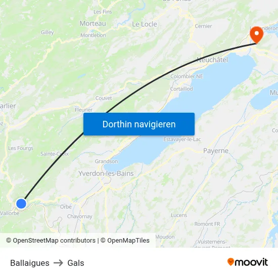 Ballaigues to Gals map