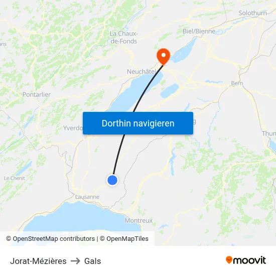 Jorat-Mézières to Gals map