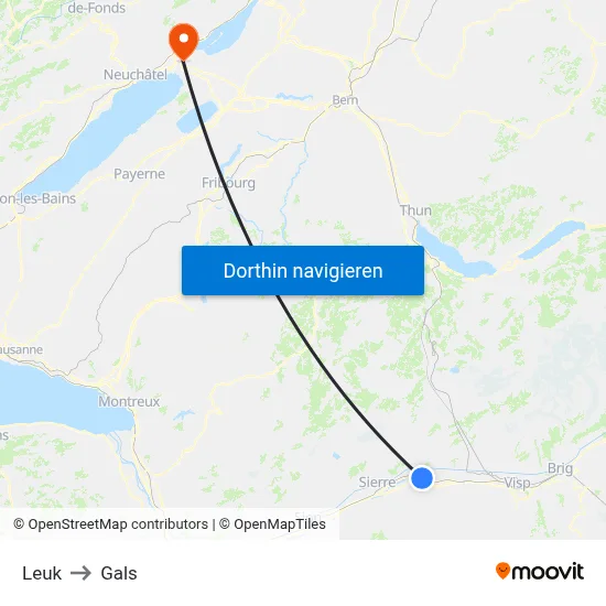 Leuk to Gals map