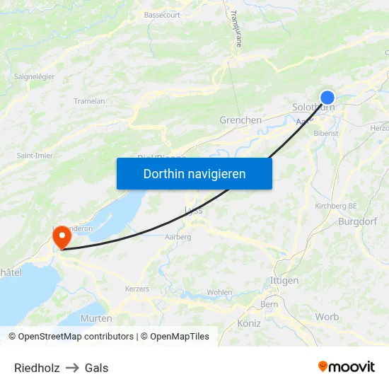 Riedholz to Gals map