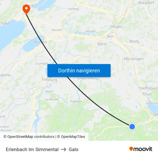 Erlenbach Im Simmental to Gals map