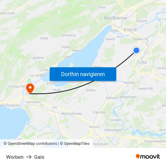Worben to Gals map
