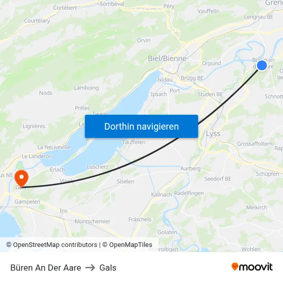 Büren An Der Aare to Gals map