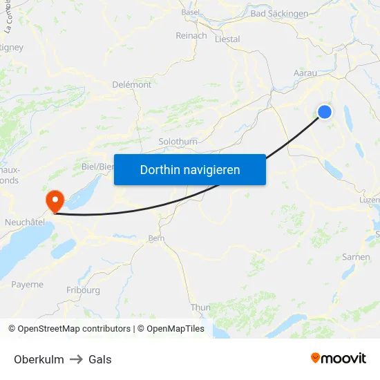 Oberkulm to Gals map