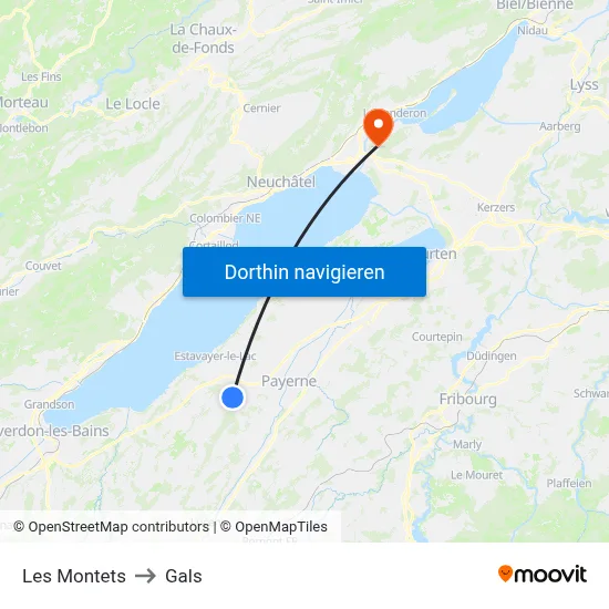 Les Montets to Gals map