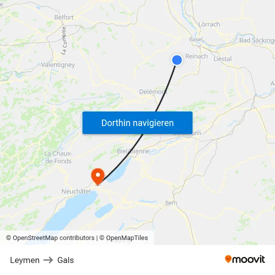 Leymen to Gals map