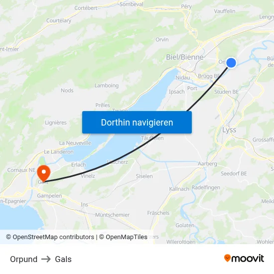 Orpund to Gals map