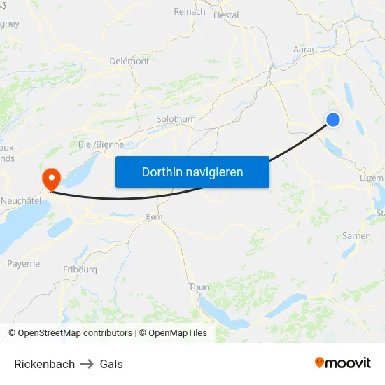 Rickenbach to Gals map