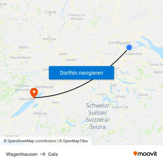 Wagenhausen to Gals map