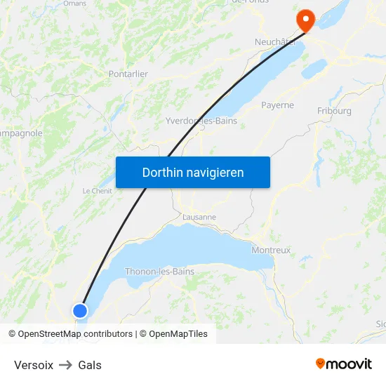 Versoix to Gals map