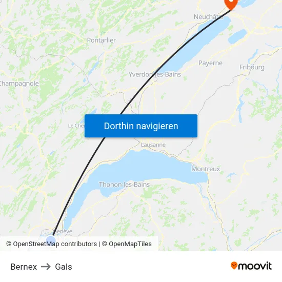 Bernex to Gals map