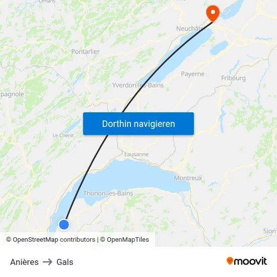 Anières to Gals map
