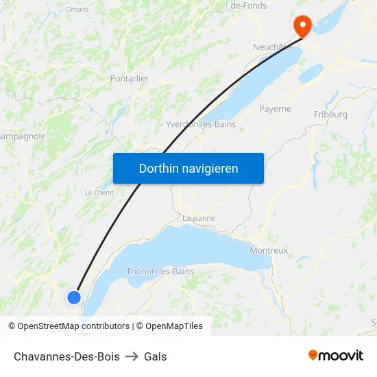Chavannes-Des-Bois to Gals map