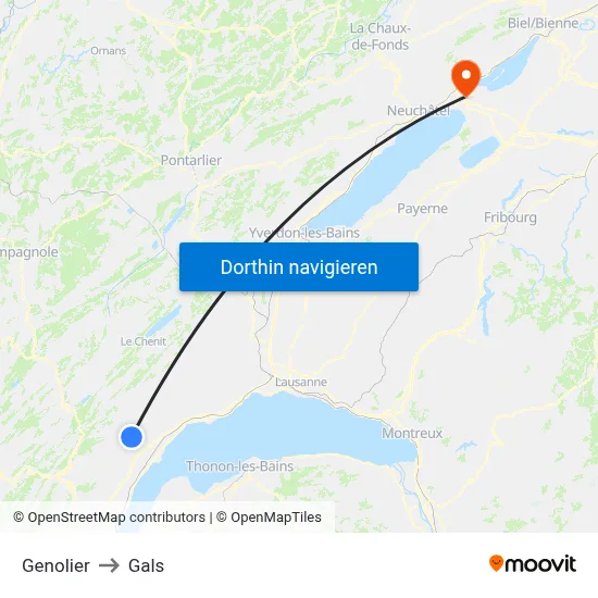 Genolier to Gals map