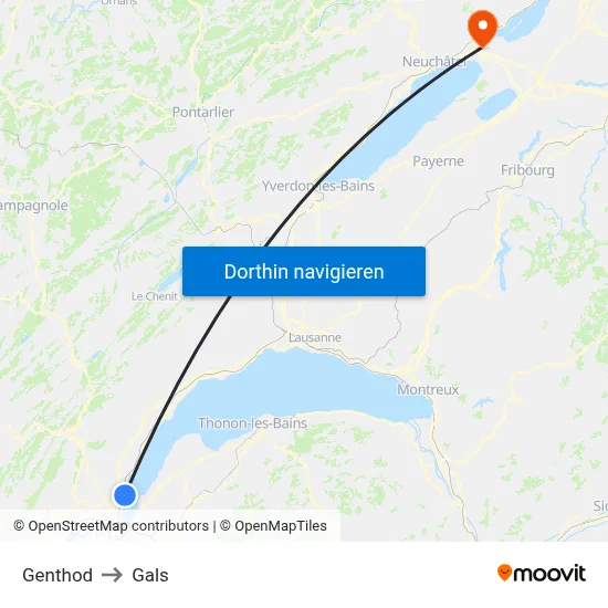 Genthod to Gals map