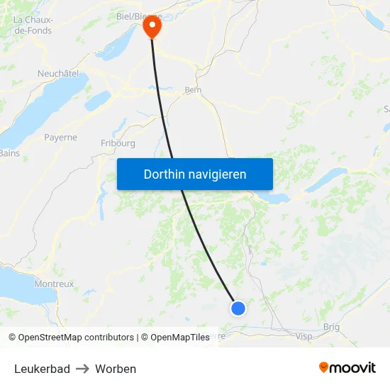 Leukerbad to Worben map