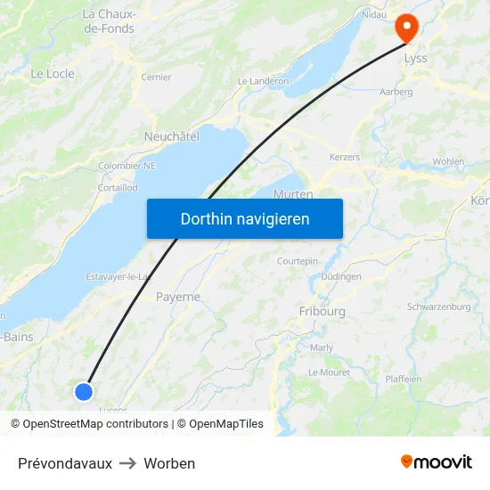 Prévondavaux to Worben map