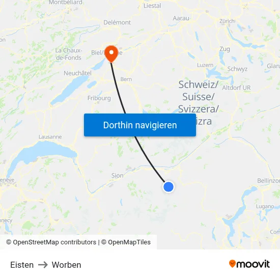 Eisten to Worben map