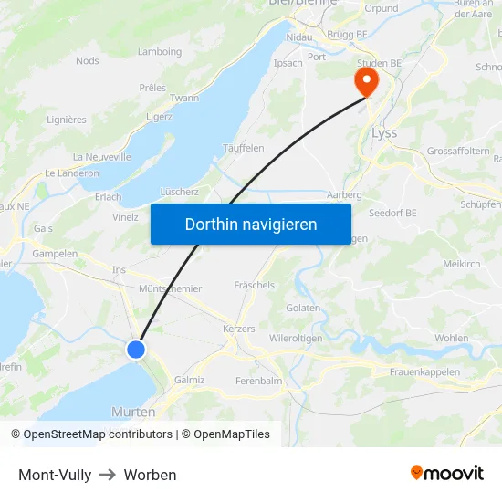Mont-Vully to Worben map