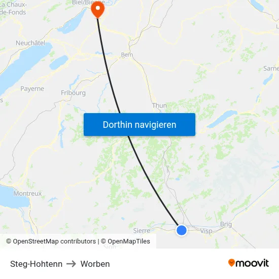 Steg-Hohtenn to Worben map