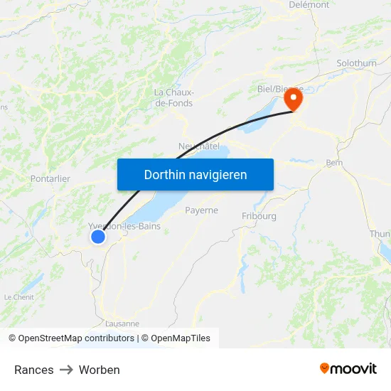 Rances to Worben map