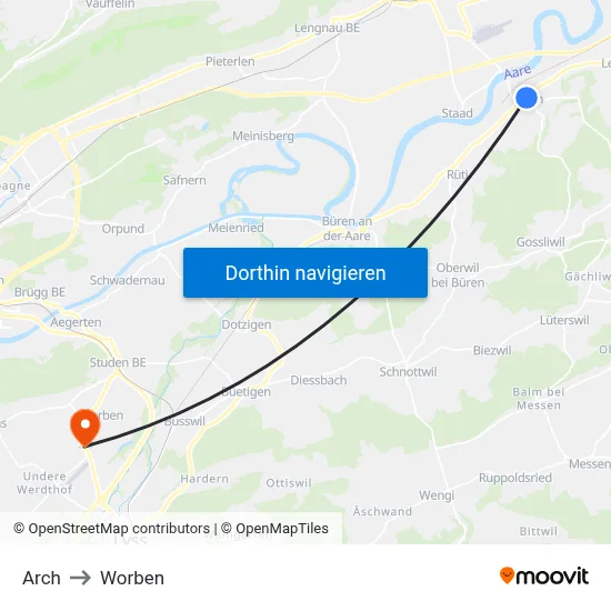 Arch to Worben map
