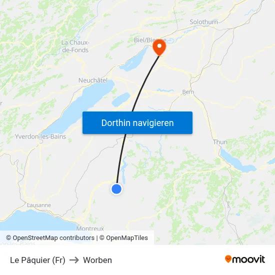 Le Pâquier (Fr) to Worben map
