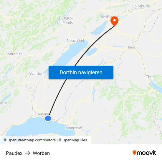 Paudex to Worben map