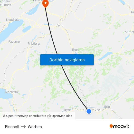 Eischoll to Worben map