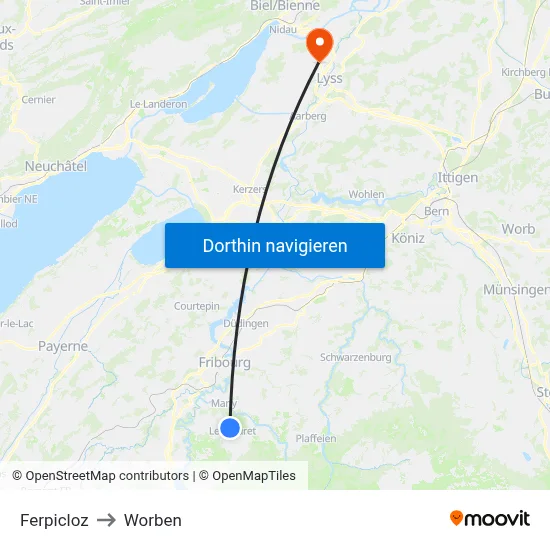 Ferpicloz to Worben map