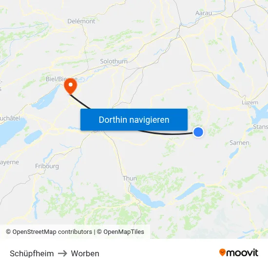 Schüpfheim to Worben map