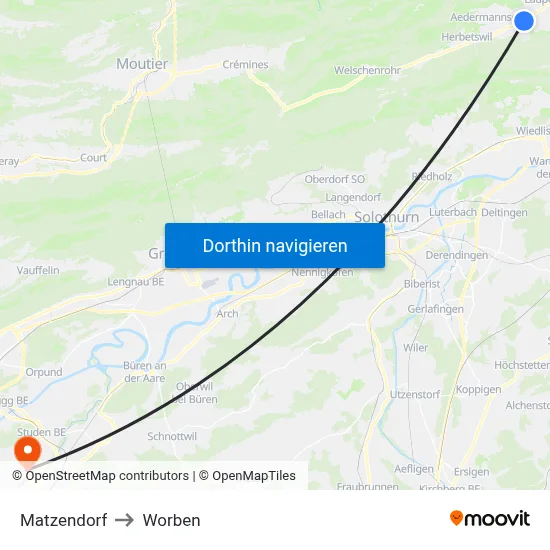 Matzendorf to Worben map