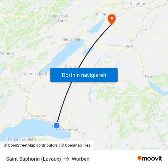 Saint-Saphorin (Lavaux) to Worben map