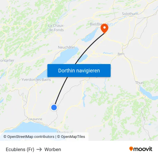 Ecublens (Fr) to Worben map