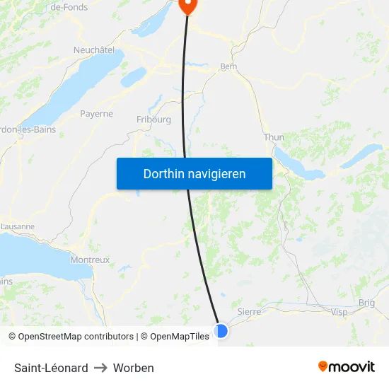 Saint-Léonard to Worben map